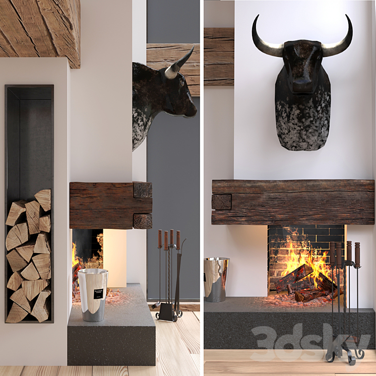 Corner fireplace 3DS Max - thumbnail 1