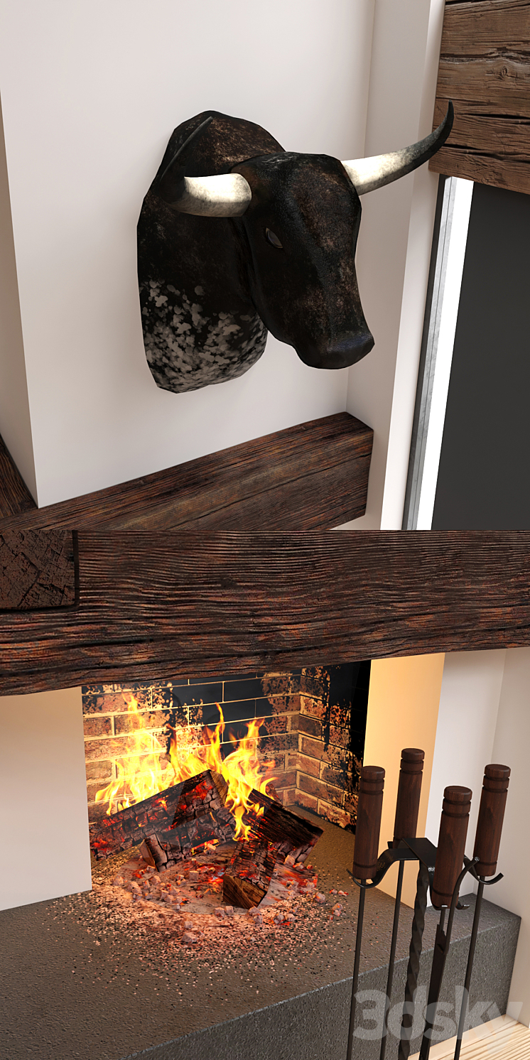 Corner fireplace 3DS Max - thumbnail 2