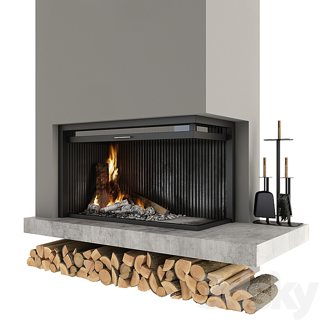 Corner fireplace 3DSMax File - thumbnail 1