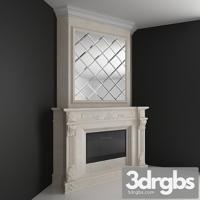 Corner fireplace with a mirror facet - thumbnail 1