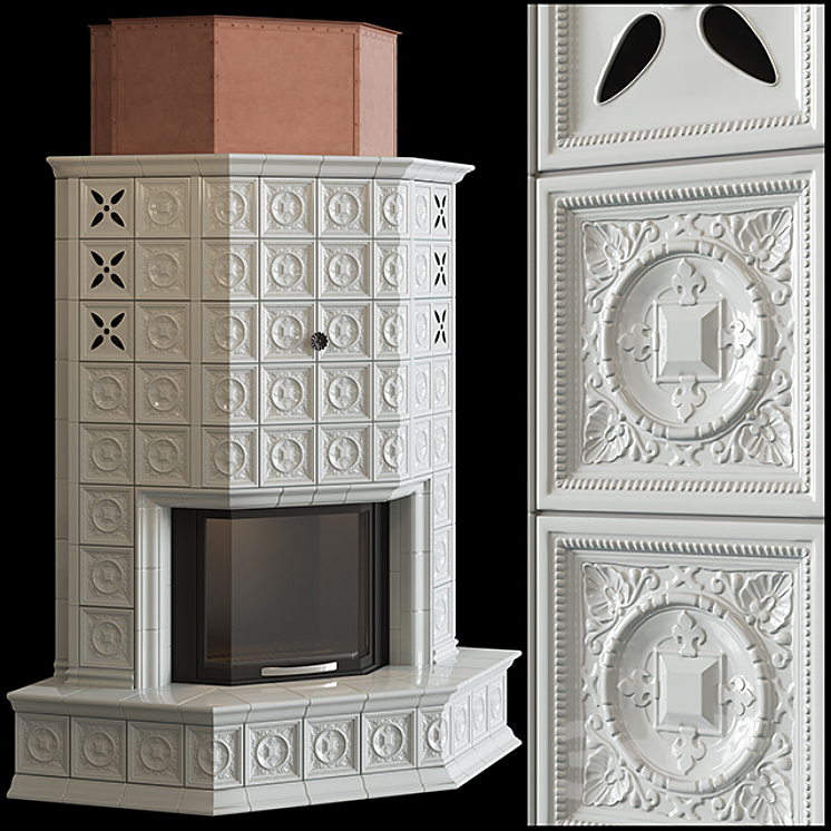 Corner stove with tiles 3DS Max Model - thumbnail 1