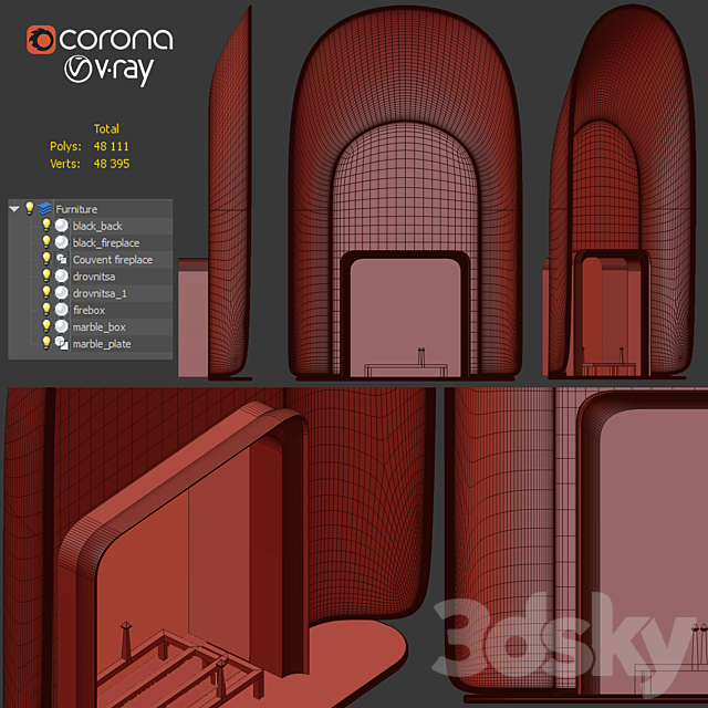 Couvent Fireplace 3DSMax File - thumbnail 3