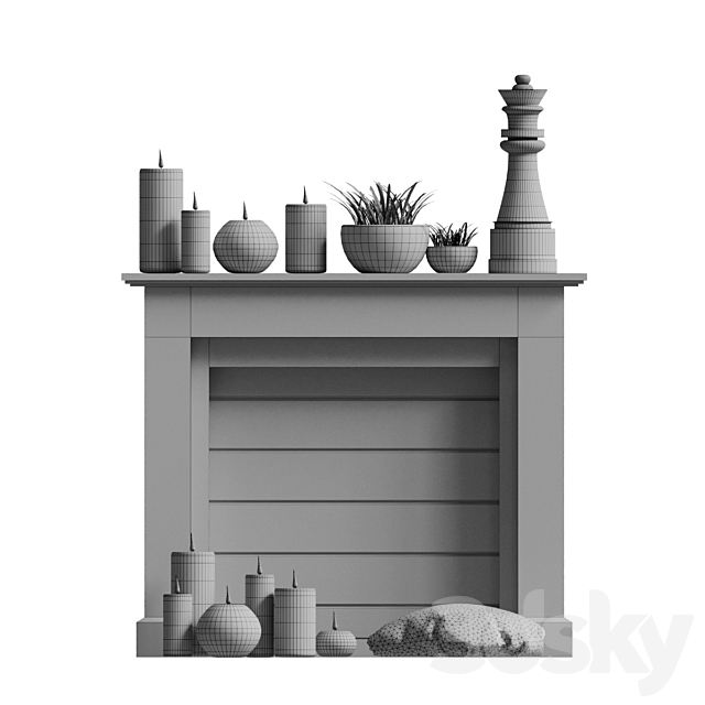 Decorative fireplace 03 3DS Max Model - thumbnail 5