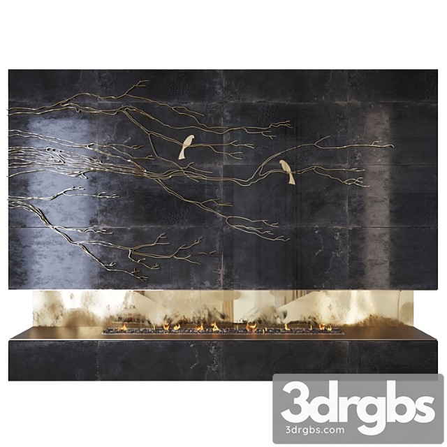 Decorative fireplace  Branches 3dsmax Download - thumbnail 1