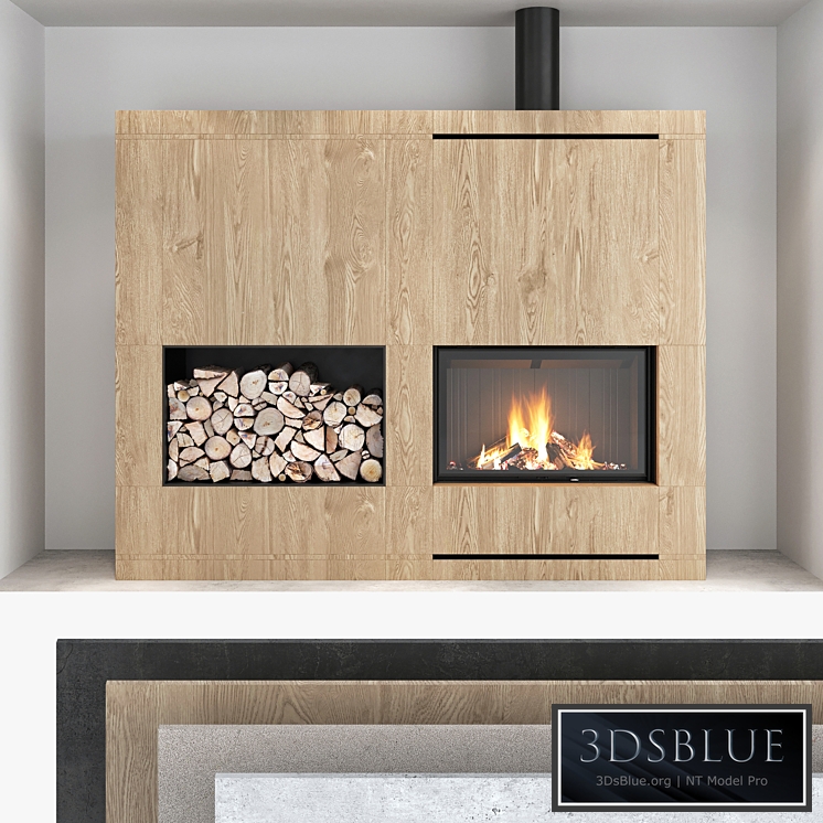 Decorative wall with fireplace set 09 3DS Max - thumbnail 3