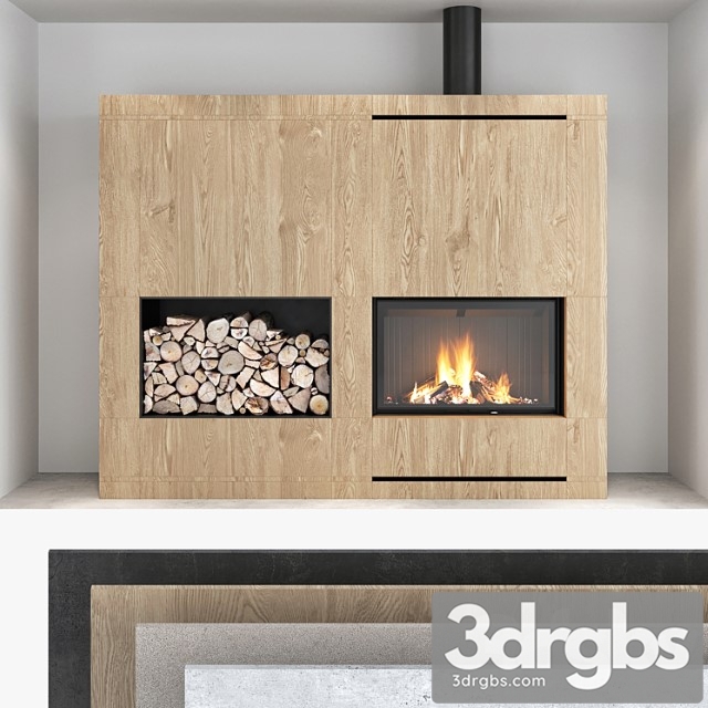 Decorative Wall With Fireplace Set 09 3dsmax Download - thumbnail 1