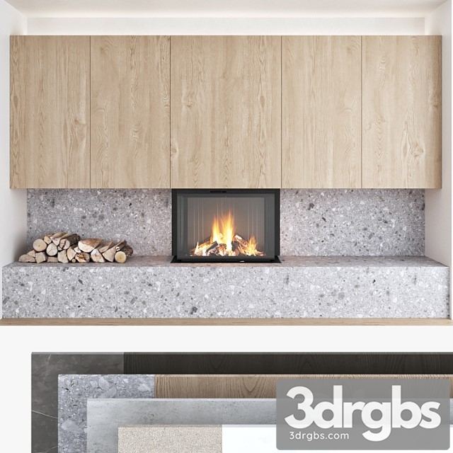 Decorative Wall With Fireplace Set 10 3dsmax Download - thumbnail 1