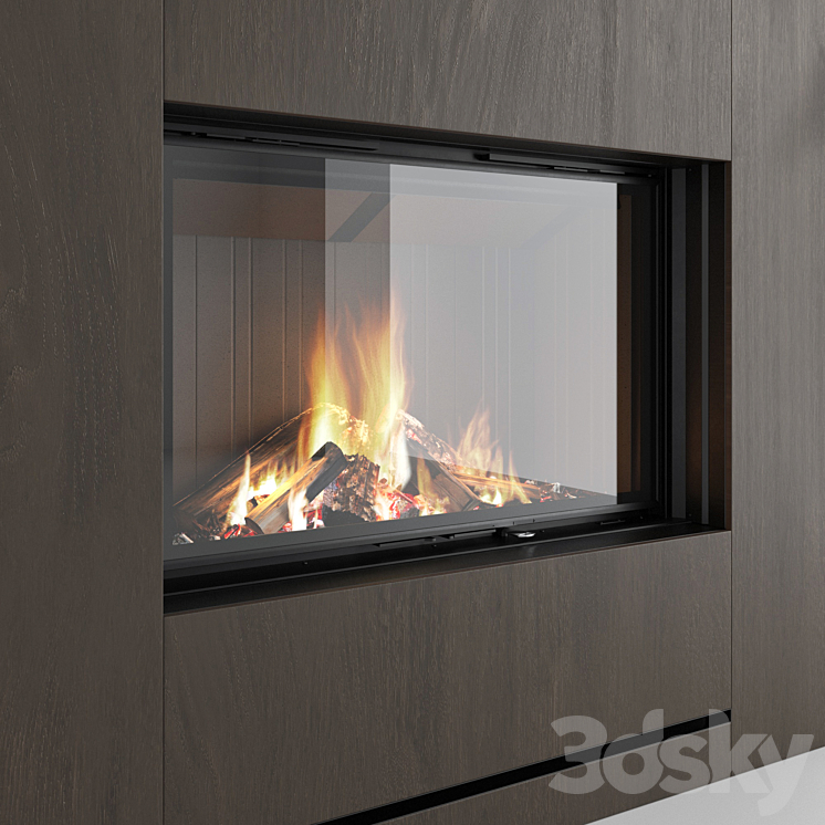 Decorative wall with fireplace set 21 3DS Max - thumbnail 2