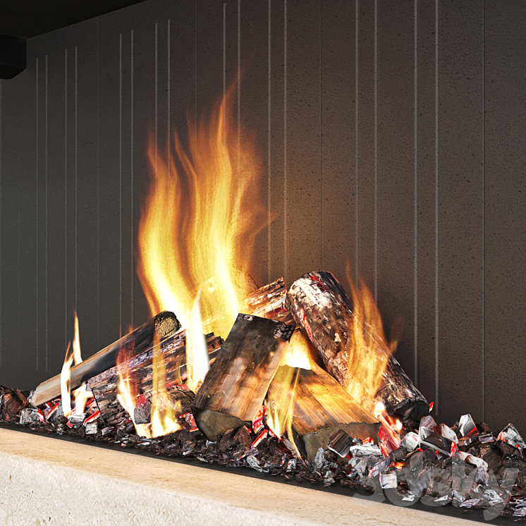 Decorative wall with fireplace set 24 3DS Max Model - thumbnail 2