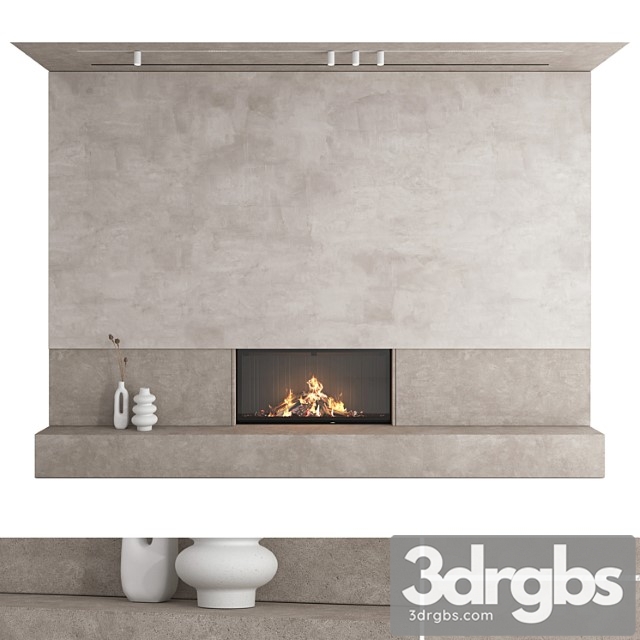 Decorative Wall With Fireplace Set 27 3dsmax Download - thumbnail 1