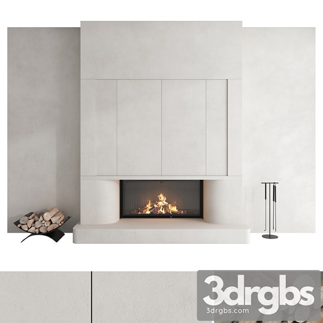 Decorative Wall With Fireplace Set 47 3dsmax Download - thumbnail 1