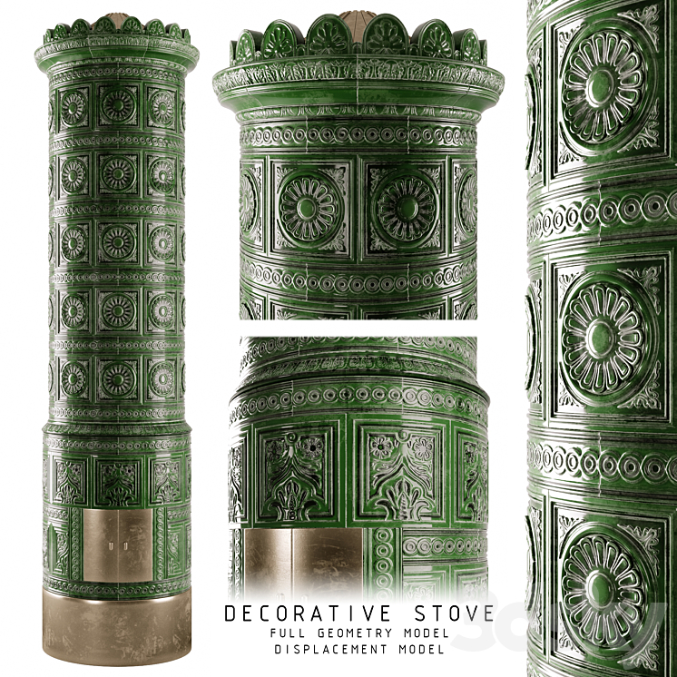 Decorative XIX. century tiled stove 3DS Max - thumbnail 1