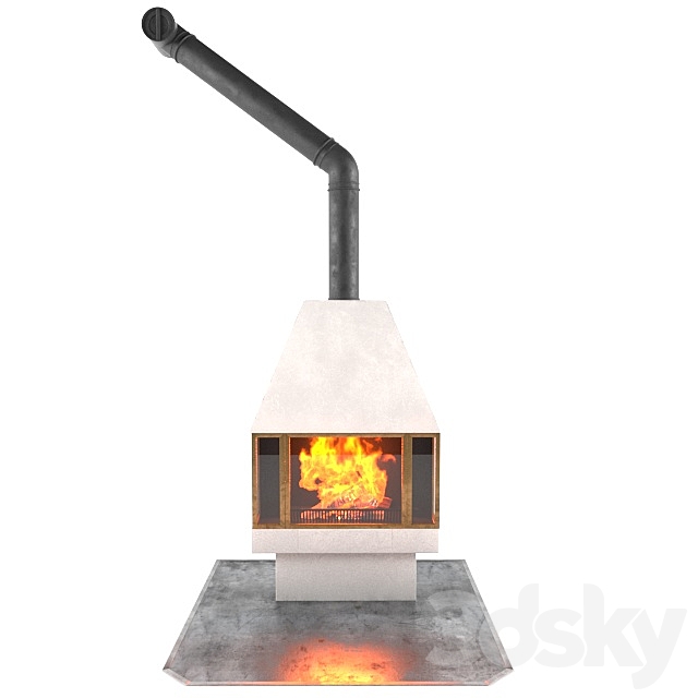 Fire place + 3d fire 3DSMax File - thumbnail 1