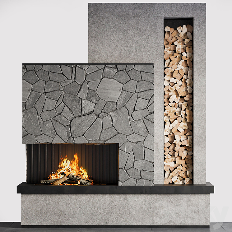 Fireplace 05 3DS Max Model - thumbnail 3