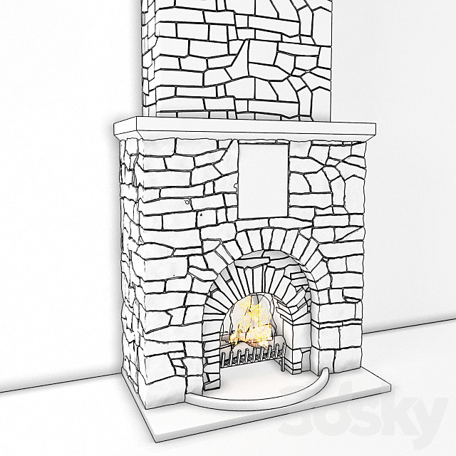 fireplace 3ds Max - thumbnail 2