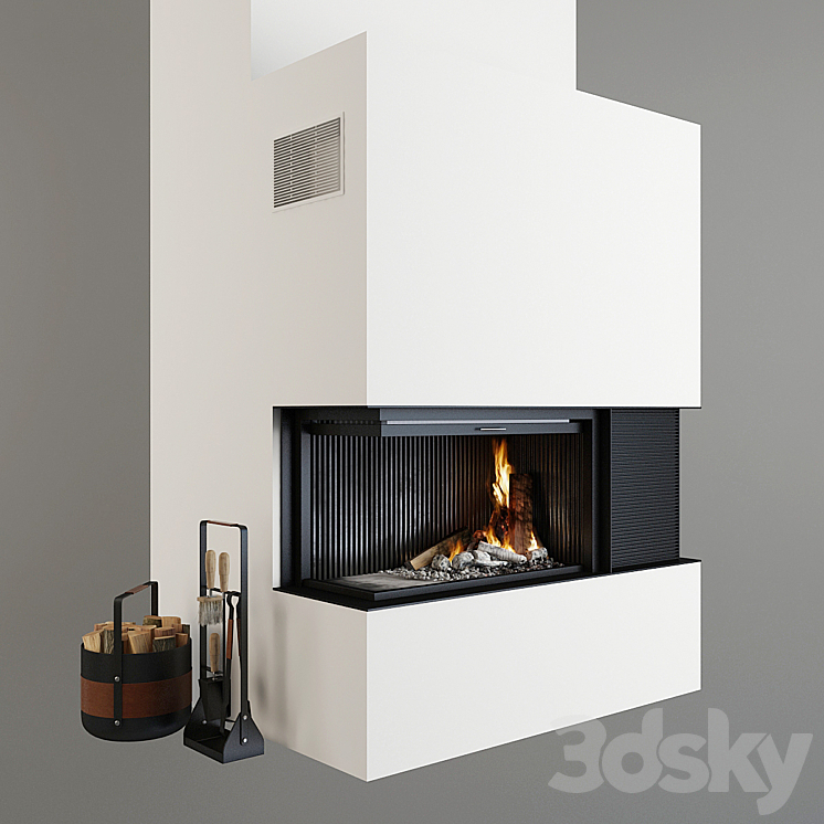 Fireplace and accessories 3DS Max - thumbnail 1