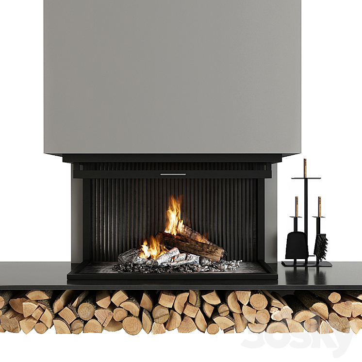 Fireplace and accessories 3DS Max - thumbnail 1