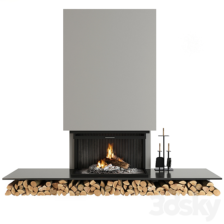 Fireplace and accessories 3DS Max - thumbnail 2