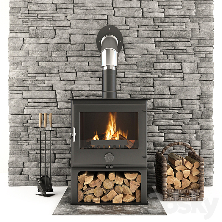 Fireplace and accessories 3DS Max - thumbnail 1