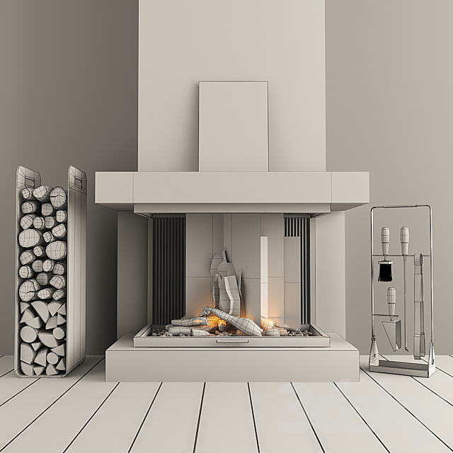 Fireplace and accessories 3DS Max Model - thumbnail 3