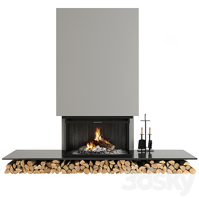 Fireplace and accessories 3DS Max Model - thumbnail 2