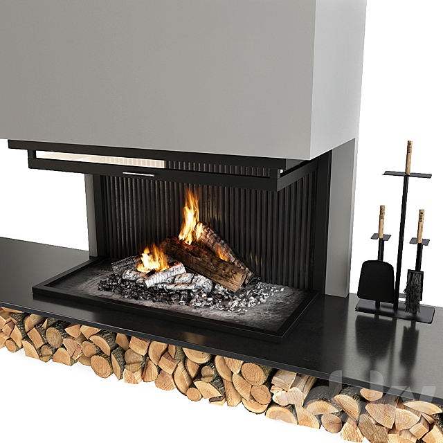 Fireplace and accessories 3DS Max Model - thumbnail 4