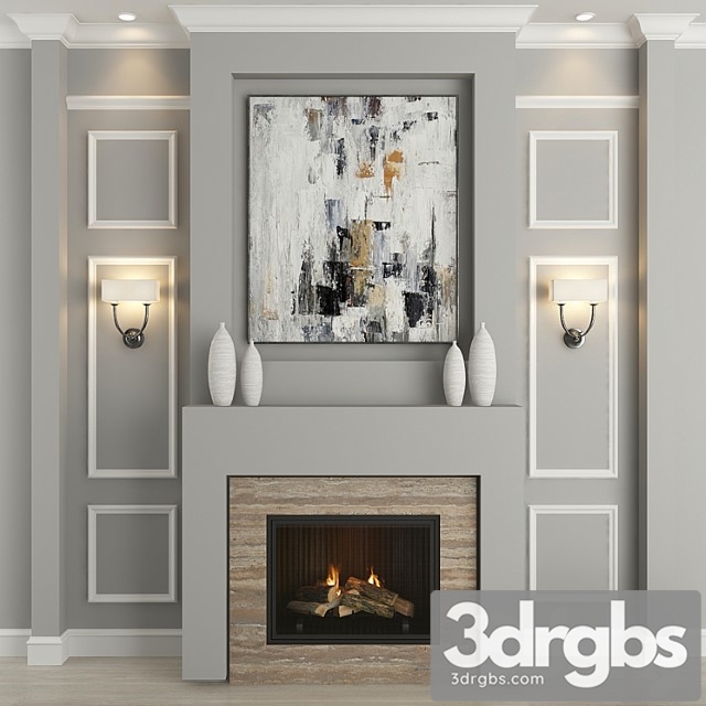 Fireplace and decor 18 3dsmax Download - thumbnail 1