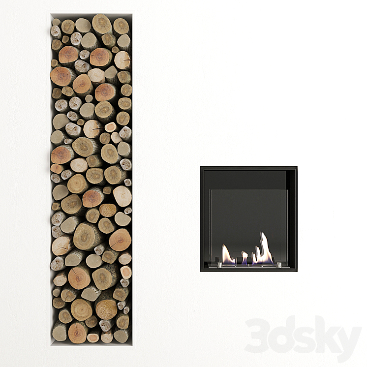 Fireplace and decor by Antonio Lupi 3DS Max - thumbnail 1