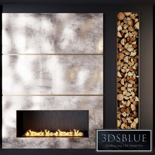 Fireplace and firewood 1 3DS Max - thumbnail 3