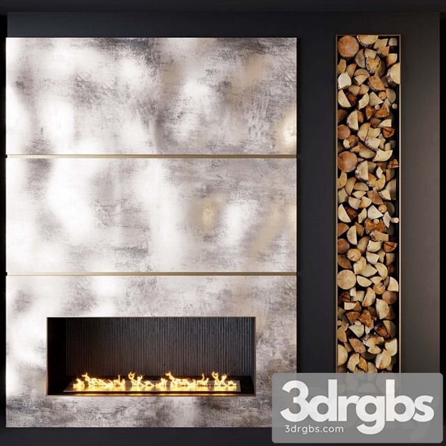 Fireplace and firewood 1 3dsmax Download - thumbnail 1