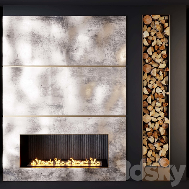 Fireplace and firewood 1 3DSMax File - thumbnail 1