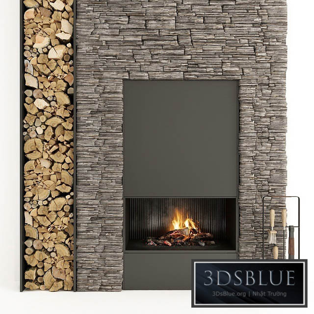 Fireplace and firewood 34 3DS Max - thumbnail 3