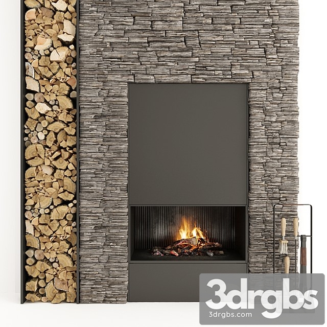 Fireplace and Firewood 34 3dsmax Download - thumbnail 1