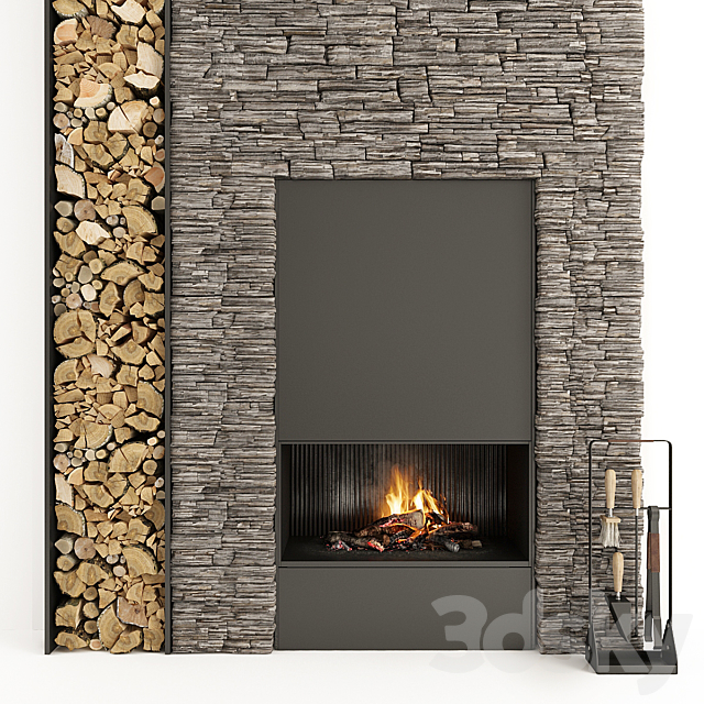 Fireplace and firewood 34 3DSMax File - thumbnail 1