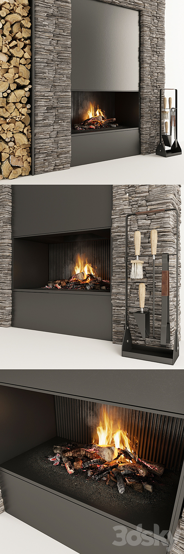 Fireplace and firewood 34 3DSMax File - thumbnail 2