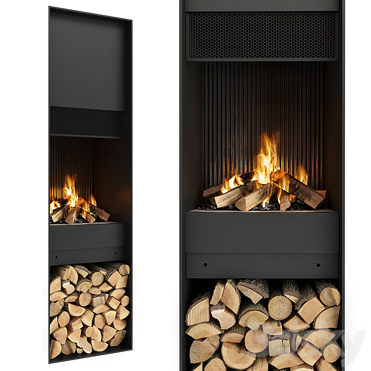 Fireplace and firewood 3DS Max - thumbnail 2