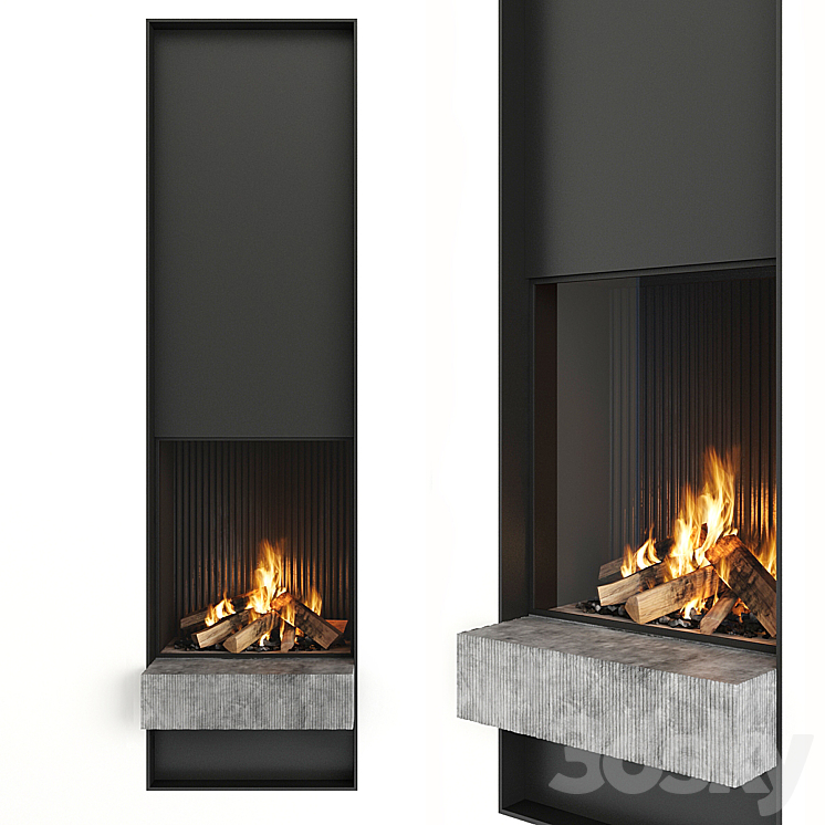 Fireplace and firewood 3DS Max - thumbnail 2