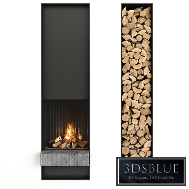 Fireplace and firewood 3DS Max - thumbnail 3