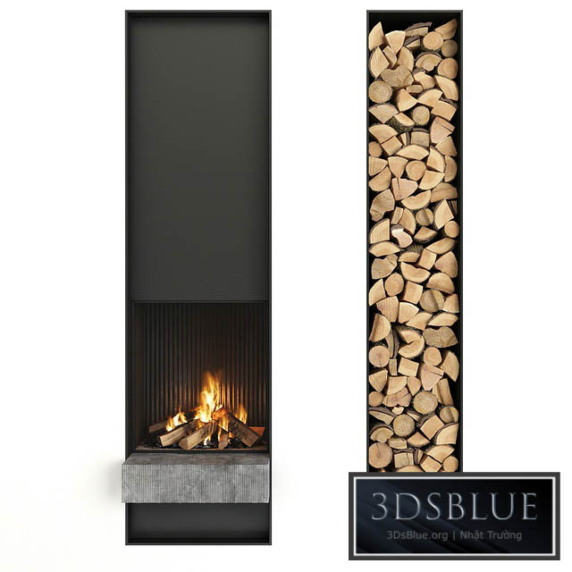 Fireplace and firewood 3DS Max - thumbnail 3