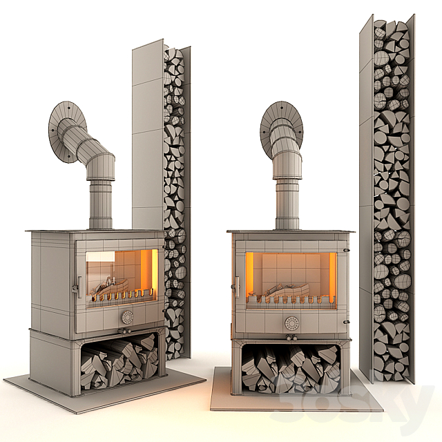 Fireplace and firewood 3DSMax File - thumbnail 3