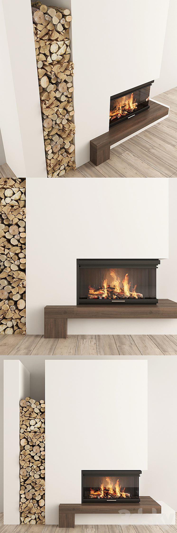 Fireplace and firewood2 3DS Max - thumbnail 2