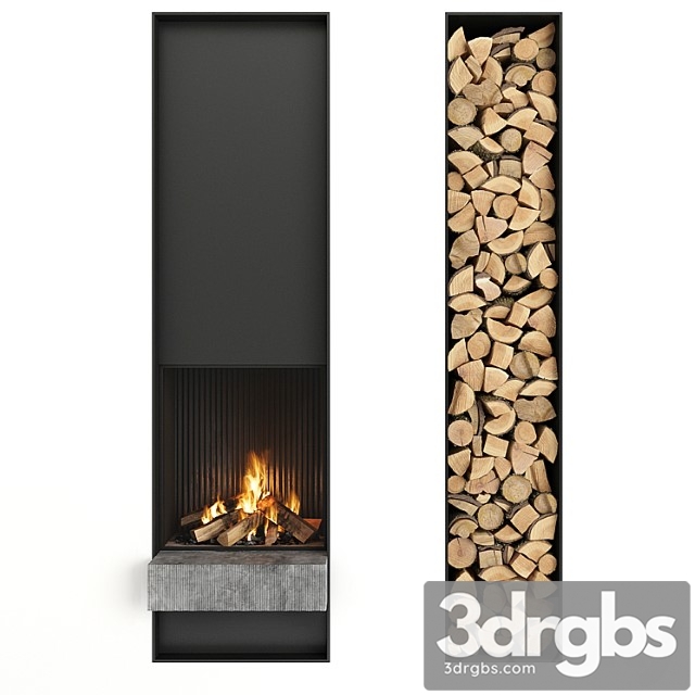 Fireplace and firewood_1 3dsmax Download - thumbnail 1