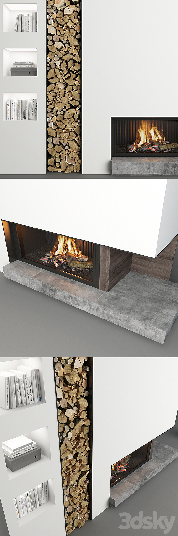 Fireplace and firewood_6 3DS Max - thumbnail 2