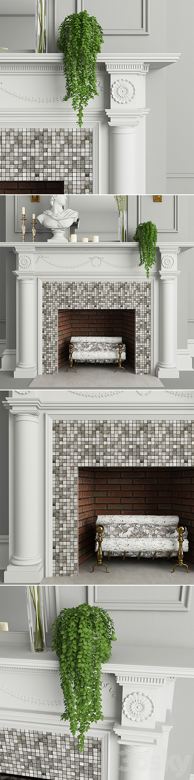 Fireplace decor plants 3DS Max Model - thumbnail 2