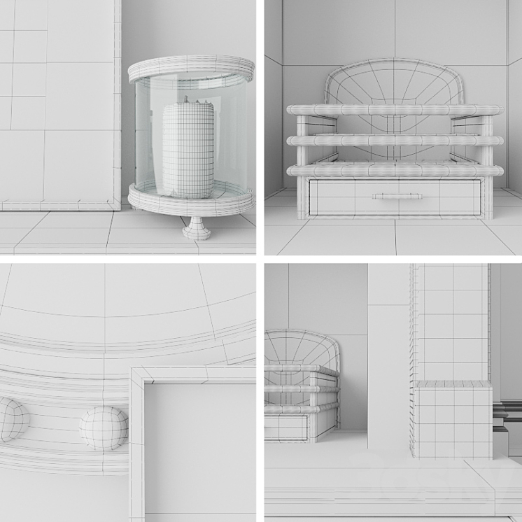 Fireplace decorative set 3DS Max - thumbnail 2