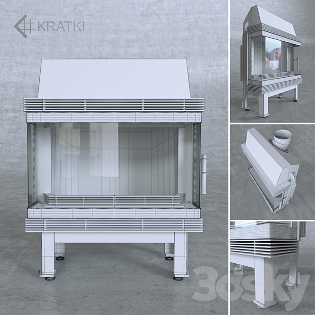 Fireplace fireplace KRATKI BLANKA 3ds Max - thumbnail 2