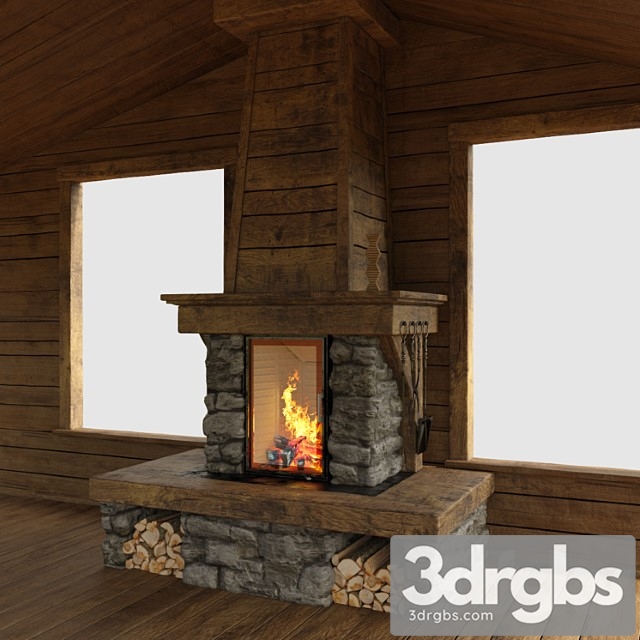 Fireplace in chalet style - thumbnail 1