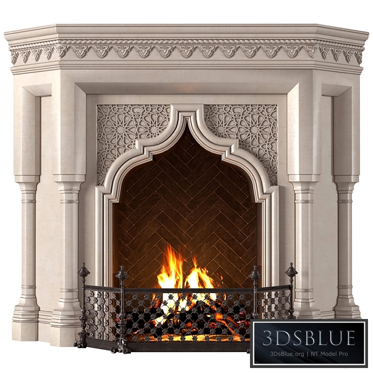 Fireplace in oriental style. Arabic classic fireplace.Arabic Fireplace.Oriental Fireplace 3DS Max - thumbnail 3