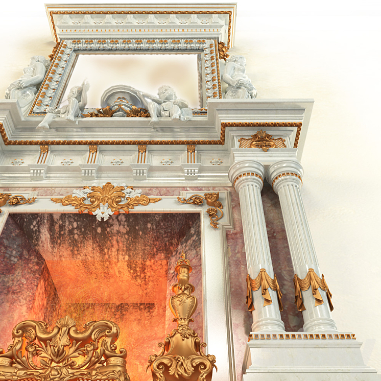 Fireplace in the Baroque style 3DS Max - thumbnail 2