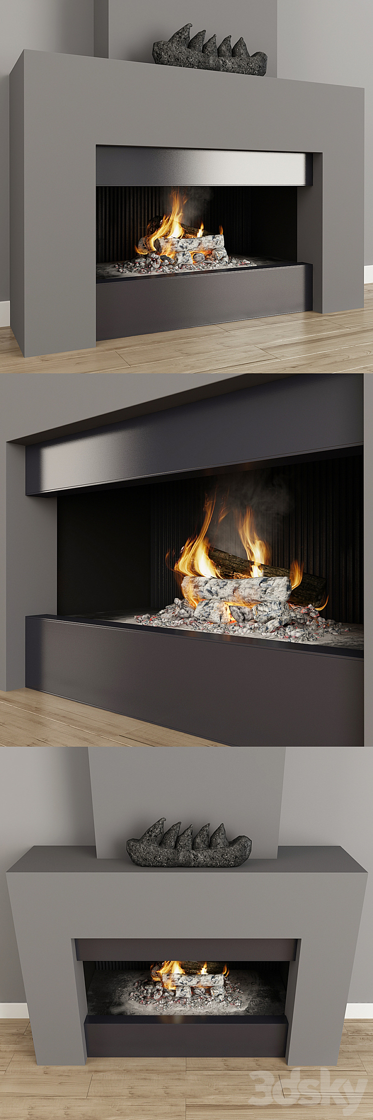 Fireplace modern 40 3DS Max - thumbnail 2